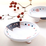 猫足豆皿 黒猫Xmas