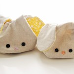 花うさちゃん巾着 M イエローフラワー うさぎ