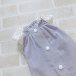 犬服 Sフレンチスリーブ スモックチュニック  ピンストライプ  バックオープン(背中開き)✨送料無料✨