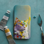 手のひらの中の絵画展~猫シリーズ~　パレットナイフペインティング　油彩画　iPhone・Android・スマホ　帯なしor帯あり手帳型ケースカバー　ギフト　▷chillgift_pltknf