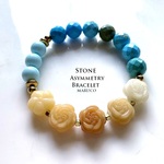 【7/26 anela104様専用◆御売約】　BL25-995ターコイズ+FLOWER ASYMMETRY 17㎝*天然石ブレスレット　[送料無料] 　