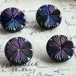 【2コセット】#czech glass#czech button#vintageチェコボタン17㍉ 🍀Clover luster coal tar aurora black