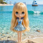 水着 いちご柄ブルー  ネオブライスサイズ
