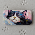 手のひらの中の絵画展~爆睡中のハチワレさん~　子猫　愛猫家　iPhone・Android・スマホ　帯なしor帯あり手帳型ケースカバー　油彩画　▷chillgift_artwrk