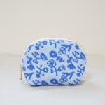 ぷっくりシェル型ポーチ　field of flower　ブルーストライプ　ミナペルホネン　check & stripe