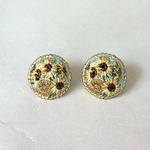ゴッホ「ひまわり」の手刺繍イヤリング/ピアス