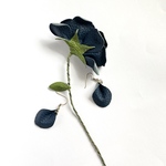 お花のブローチ コサージュ 花びら 青 薔薇ブルー ネイビー 濃紺 襟ブローチ つけ襟 イタリアンレザー リーフ 布花革花 アネモネ カメリア 北欧 フランス アンティーク ボタニカル ビーズ刺繍 