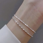 《再入荷》silver925コーティング ブレスレット 2連 ビーズ チェーン シルバー925 S925 個性的 デザイン 【B-003】