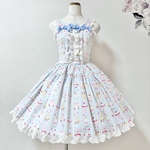GW sale♡１点ﾓﾉ✨️うさぎパフェジャンパースカート サックス ロリータジャンパースカート ロリィタワンピース