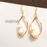 コットンパール風ビジューのひねりピアス*イヤリング*樹脂ノンホールピアス*