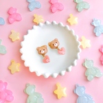 選べるイニシャル🌙くまちゃんのピアス・イヤリング【受注制作】／テディベア 推し活 