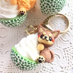 フェイクスイーツ*メロン・ソフトクリーム・チワワちゃん・チャーム・食品サンプル・わんこ・犬