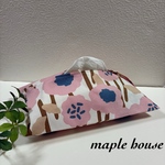 超撥水加工ソフトパック用ティッシュケースカバー🍀北欧風花柄ピンク