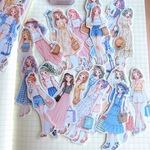 【コラージュ素材】女の子全身イラストフレークシール（24枚入）