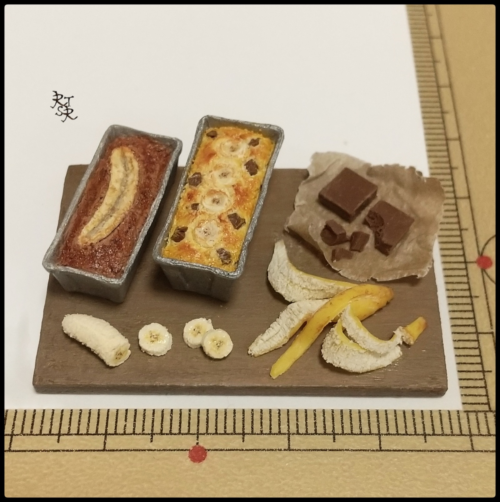 【オーダー受付中】ミニチュア　ダッチベイビー　チョコバナナスイーツセット バナナとチョコレートのケーキセット ✧ミニチュアスイーツ✧ - RTSR'S