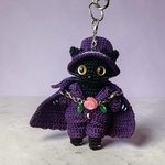 あみぐるみ猫のドラキュラ伯爵　バッグチャーム　ハロウィン　飾り　黒猫