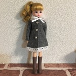 22センチドール グレー ピンドット レッド