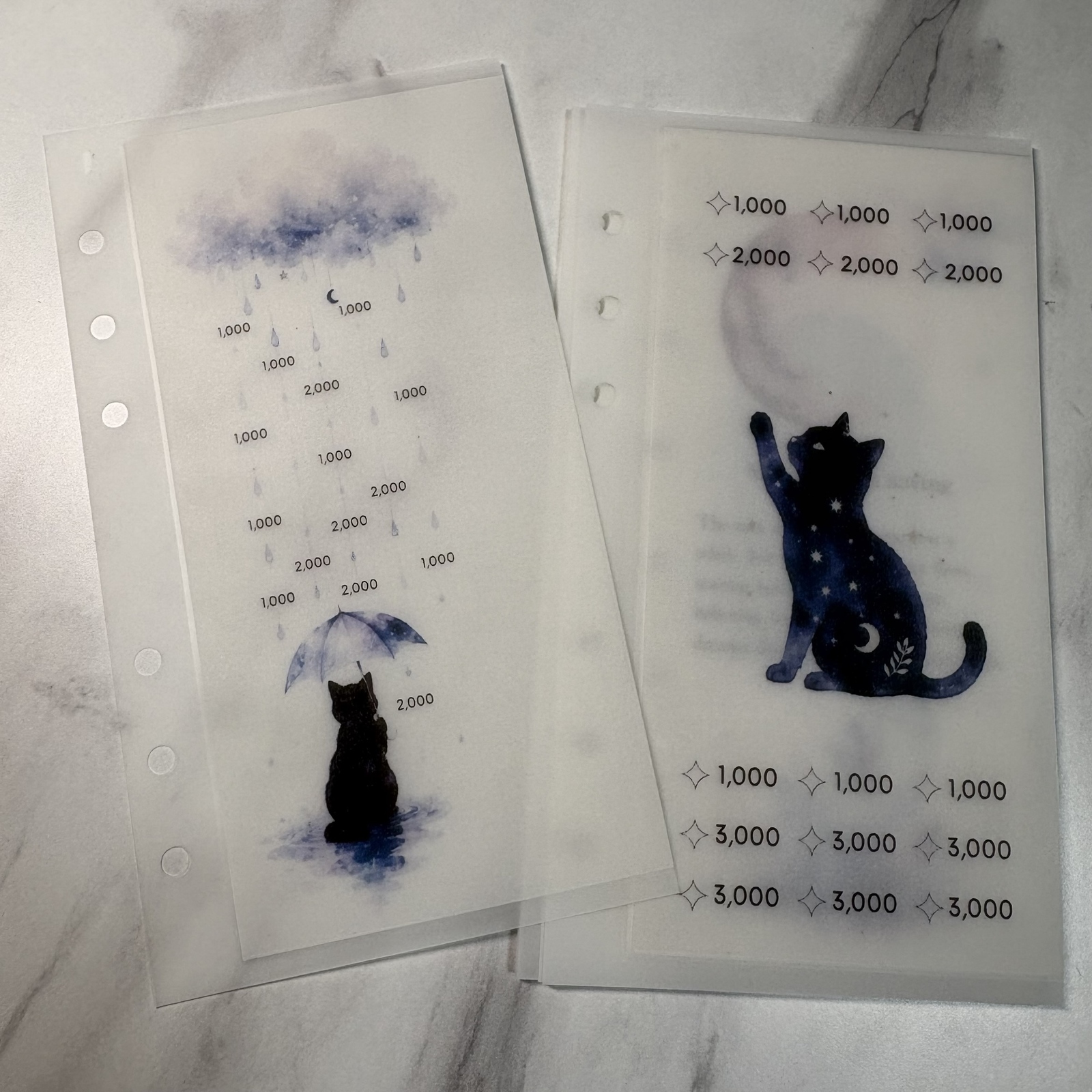 A6 貯金リフィル 6枚セット｜Moonlit Rain Saving - azuki0717 | minne