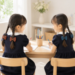 お受験•お教室に🍎チェックリボン　ポリコットン ヘアゴム ポニー2個セット