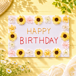 8月のお誕生日に！　紙刺繍カード　「ひまわりのバースデーカード」　向日葵　誕生日カード　
