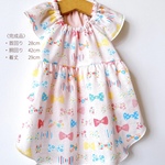 【完成品　胴42】リボン柄ダブルガーゼのワンピース