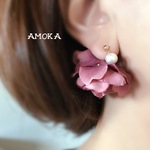 人気  old rose color flowerフラワーピアス/イヤリング         ウェディング   結婚式   コーラルピンク