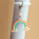 水引の虹・アンブレラマーカー　✿　めじるしアクセサリー　傘の目印　ペットボトル　バッグチャーム　カニカン　シルバー　日傘