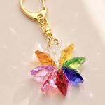 虹色に輝く サンキャッチャー風キーホルダー｜レインボー バッグチャーム クリスタル ガラス