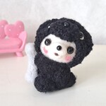 【ｎ様ご予約品】ブラックトイプー着ぐるみの白くまちゃん　ストラップ　羊毛フェルト