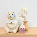 白くまくんと秋の夜　ススキとお月さま＆お団子　お月見セット　中秋の名月　フェルトの秋支度　しろくま貯金箱と飾れるインテリア　フェルトフラワー　minne_new