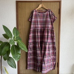 SALE**レッド＆グレーチェック３段ティアードフレンチワンピース