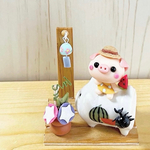 ぶーちゃんの夏休み　粘土　ブタ　ぶた　蚊取り線香　夏　朝顔　　カブトムシ　ミニチュア雑貨