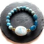 BL25-1034希少アクアマリン原石+アパタイトAsymmetry 17㎝*天然石ブレスレット　[送料無料] 　