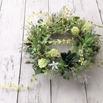 《再151》🌿Petit Succulennts Wreath (23cm)アーティフィシャルフラワー　サマーリース　玄関リース　リモート部屋　結婚祝い　新築祝い　誕生日　プレゼント    母の日