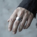シルバーリング「hammer」White wave