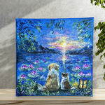 「夕暮れの時」　アクリル画　ミニキャンバス画（10×10㎝）　小さい絵