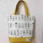 そばかすキッズファッション猫柄 トートバッグ(持ち手イエロー)