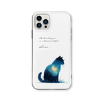 LUNA 三日月の夜を纏うねこ｜ iPhone17/16/15対応  強化ガラスケース iPhoneケース スマホケース 耐衝撃　 幻想的　星空　月　猫　三日月　夜空