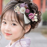 ⁠七五三 髪飾り つまみ細工 3歳 7歳 紫 ピンク 淡色 着物 和装 卒園式 お正月⁠
