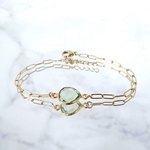 《大人気！大人ハート/2月誕生石》14KGF/ GREEN AMETHYST INFINITY CHAIN BRACELET