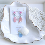 【T様専用】 さくら貝と天然石のイヤリング🌸🩵〜海からの贈り物〜 シルバーcolor  金属アレルギー対応