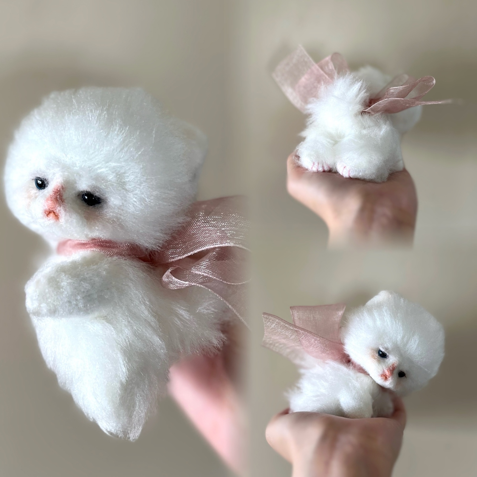幸せの鍵しっぽ♡ハート模様の子猫ちゃん♡エキゾベビ♡ミルクあげてね♡アートドール 3つ子の白猫の赤ちゃん - Small and calm | minne byGMOペパボ 国内