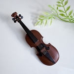バイオリンの木製ブローチ　音楽アクセサリー