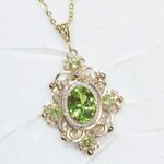 14Kgf 2.4ct!!大粒ペリドットのゴージャスペンダント＊（ワイヤーアクセサリー ワイヤージュエリー 天然石 紫月  ）
