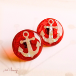 ⚓Sailor Girl サークルピアス・イヤリング⚓   【クリアレッド】イカリピアス