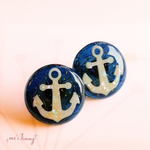 【再販】⚓Sailor Girl サークルピアス・イヤリング⚓【ミッドナイトブルー】イカリピアス