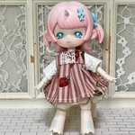 1/12ドール　フリルミニワンピース(イチゴ🍓ストライプピンク)
