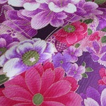 🐇紫色 京友禅 銀彩花模様 正絹 紋意匠 丹後ちりめん No.1-3　【100cm×38cm】振袖仮絵羽の解き 和布 生地 はぎれ リメイク素材 silk100%