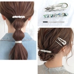 ガラスビーズ ヘアクリップ シルバー ヘアピン 3個セット ヘアアクセサリー ブライダル 結婚式