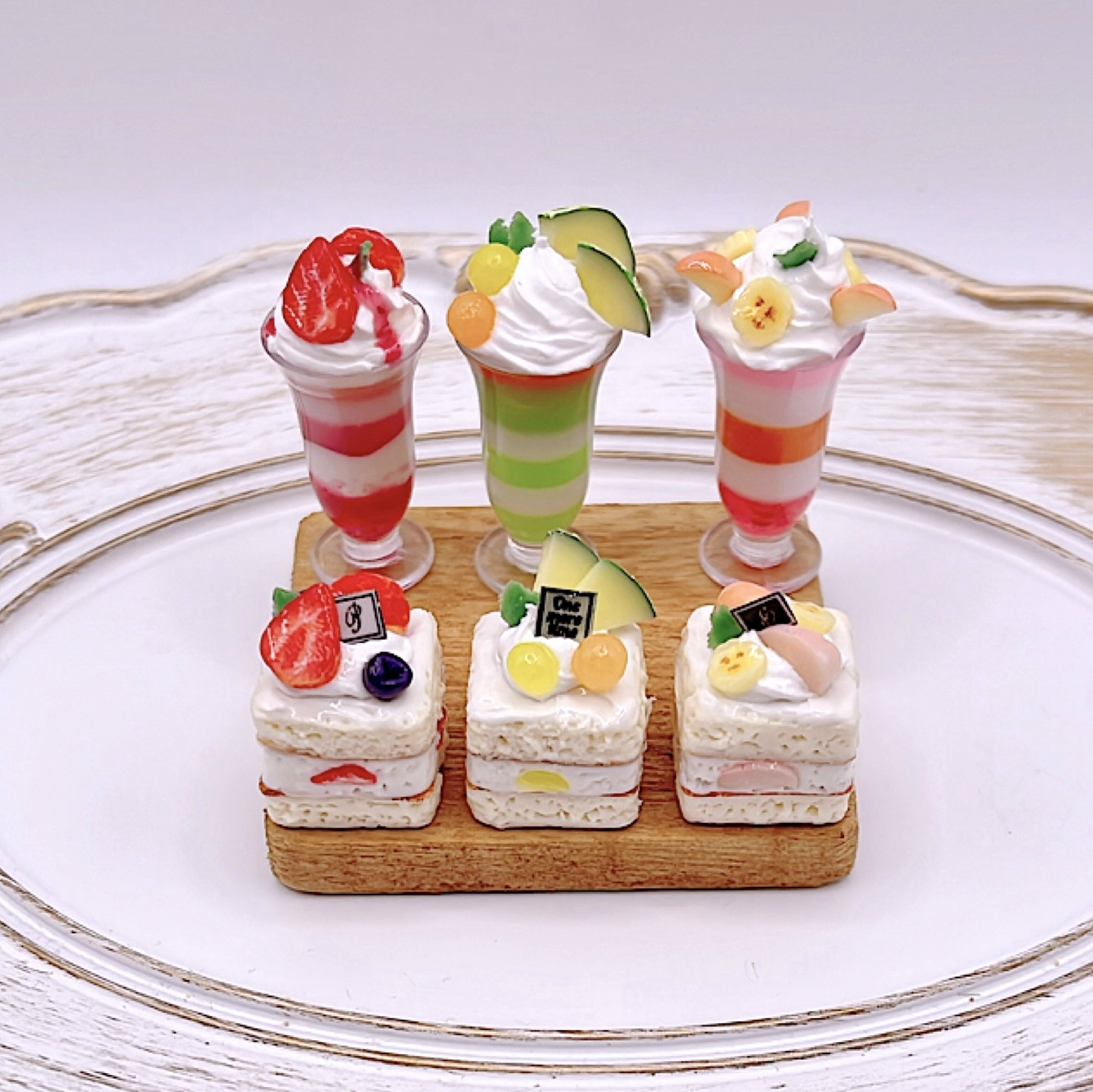 🍰ミニチュアスイーツ🍰3種のケーキ&パフェセット ミニチュアスイーツ